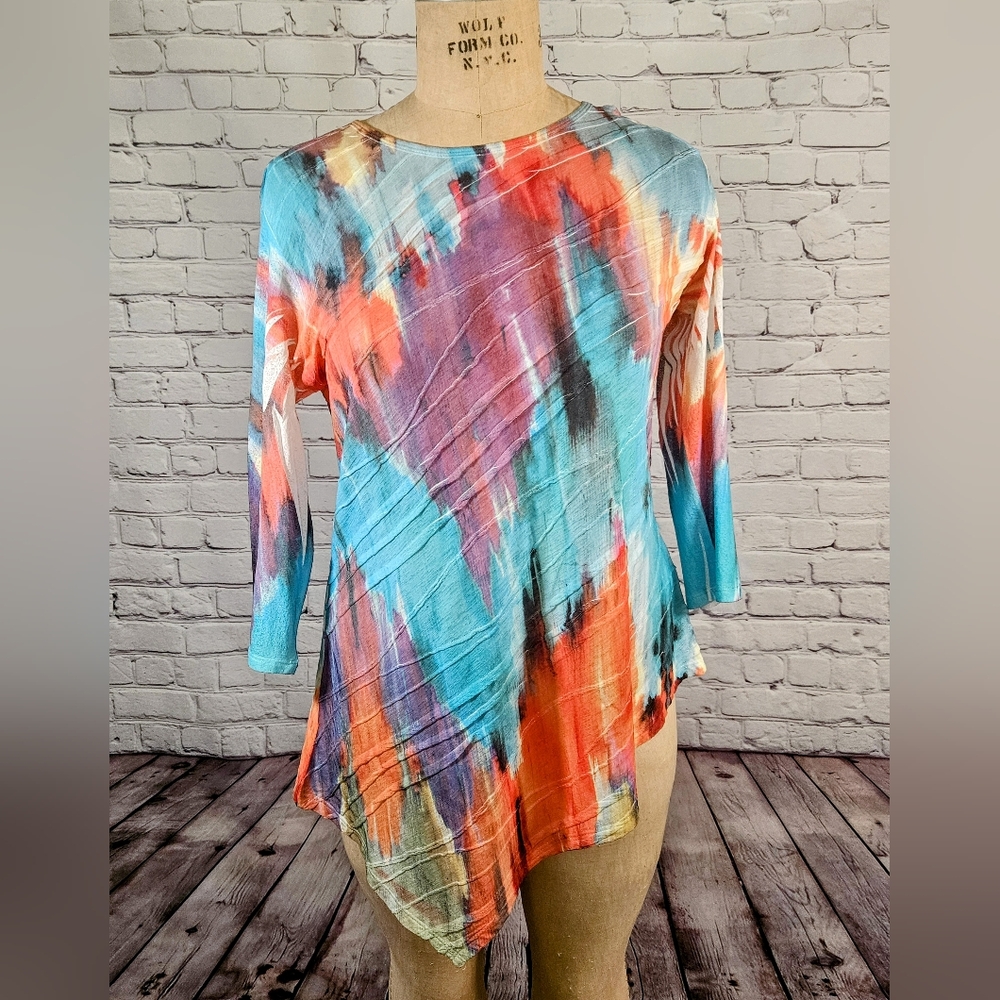 Multi-color Lightweight Knit Jess & Jane Asymmetrical Women's Tunic Size L
